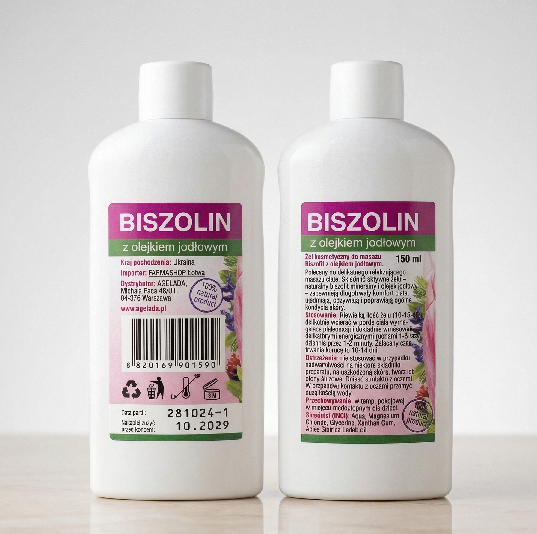 BISZOLIN Żel Magnezowy z Biszofitem i Jodłą na Stawy Mięśnie 150ml - obrazek 2