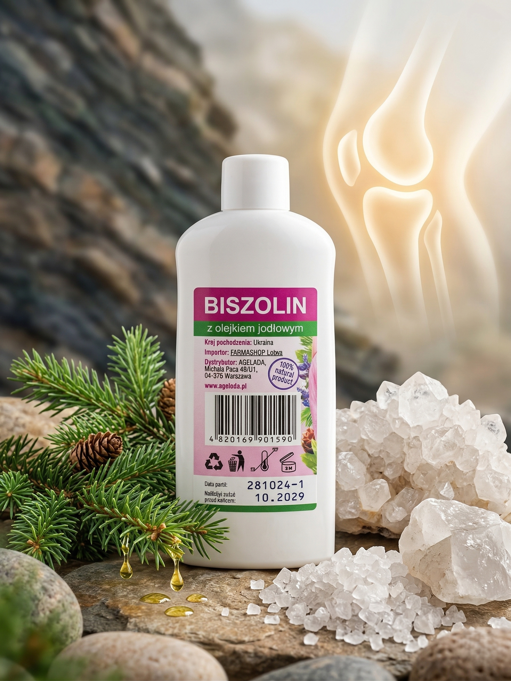 BISZOLIN Żel Magnezowy z Biszofitem i Jodłą na Stawy Mięśnie 150ml - obrazek 3
